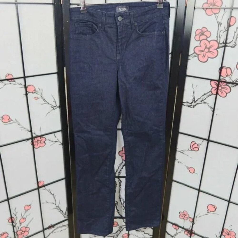 NYDJ Marilyn Straight Dark Blue Denim Jeans Lift Tuck Technology Size 2